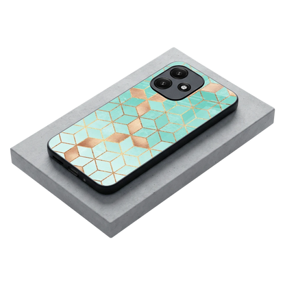 Aqua Mosaic stylish phone case for redmi 12 5g | glossy glass and slim fit