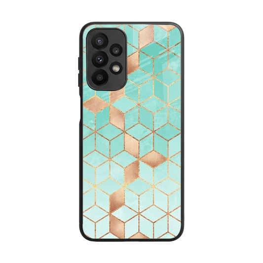 Aqua Mosaic back phone cover | glass case for samsung galaxy a23