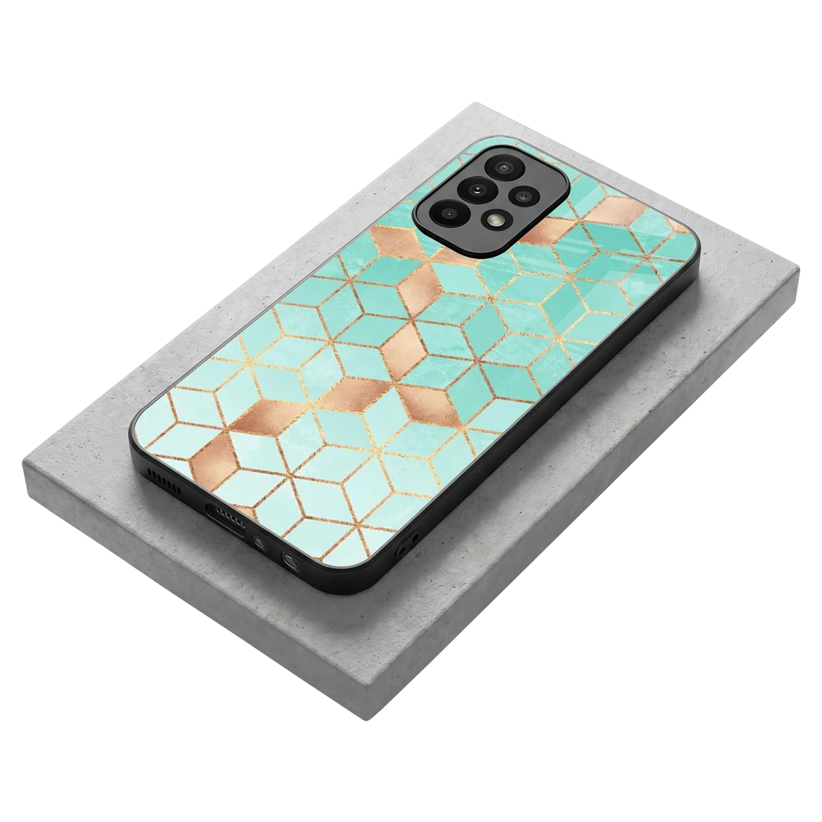 Aqua Mosaic stylish phone case for samsung galaxy a23 | glossy glass and slim fit