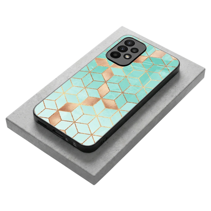 Aqua Mosaic stylish phone case for samsung galaxy a23 | glossy glass and slim fit