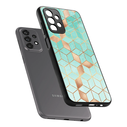 Aqua Mosaic sleek samsung galaxy a23 cover with tempered glass back and TPU edges