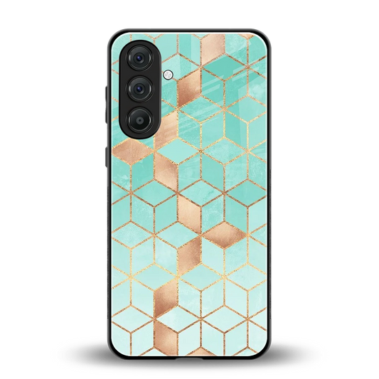 Aqua Mosaic back phone cover | glass case for samsung galaxy m36 5g