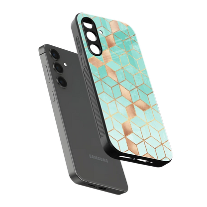 Aqua Mosaic sleek samsung galaxy a16 5g cover with tempered glass back and TPU edges