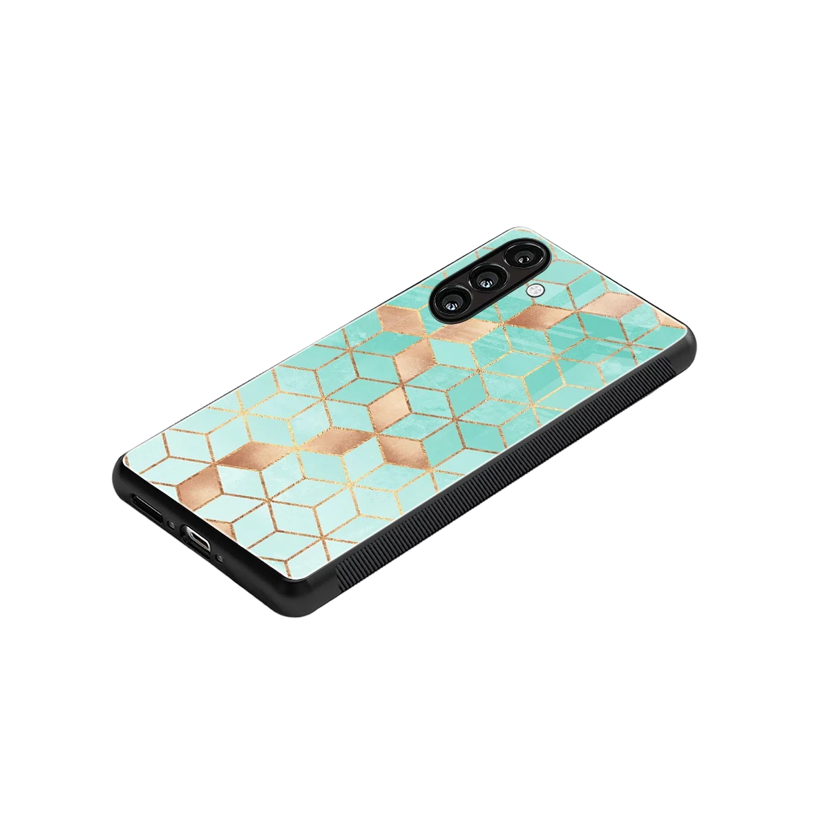 Aqua Mosaic stylish phone case for samsung galaxy a17 5g | glossy glass and slim fit