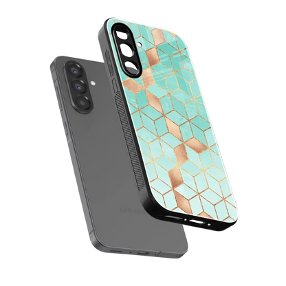 Aqua Mosaic sleek samsung galaxy a17 5g cover with tempered glass back and TPU edges