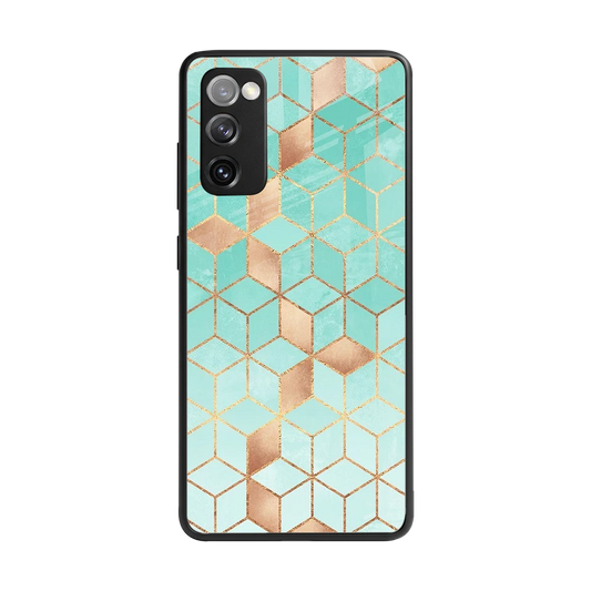 Aqua Mosaic back phone cover | glass case for samsung galaxy s20 fe