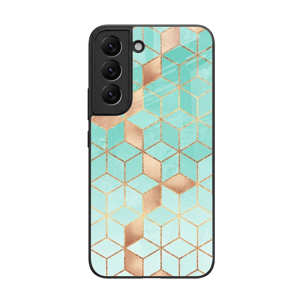 Aqua Mosaic back phone cover | glass case for samsung galaxy s22