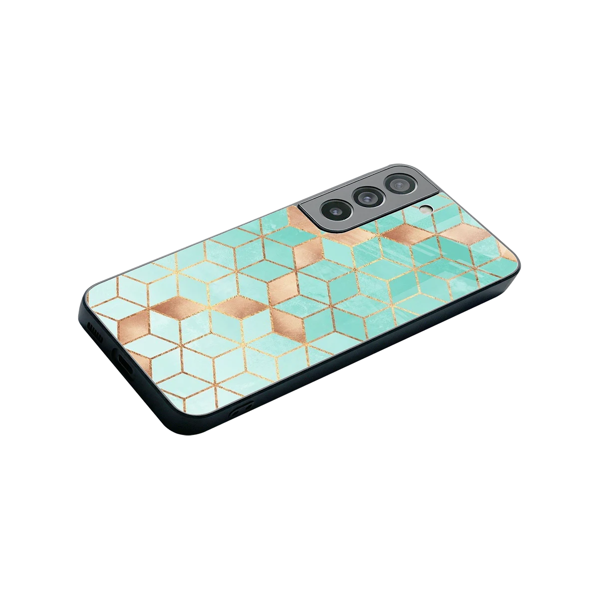 Aqua Mosaic stylish phone case for samsung galaxy s22 | glossy glass and slim fit