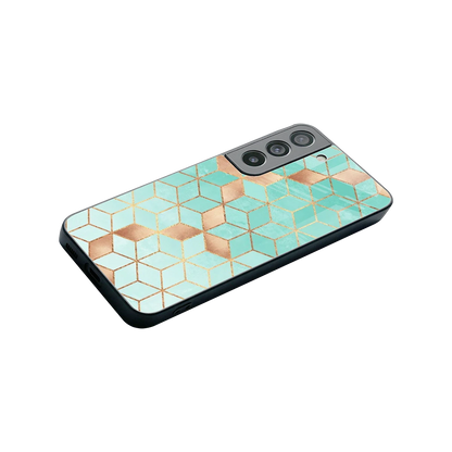 Aqua Mosaic stylish phone case for samsung galaxy s22 | glossy glass and slim fit