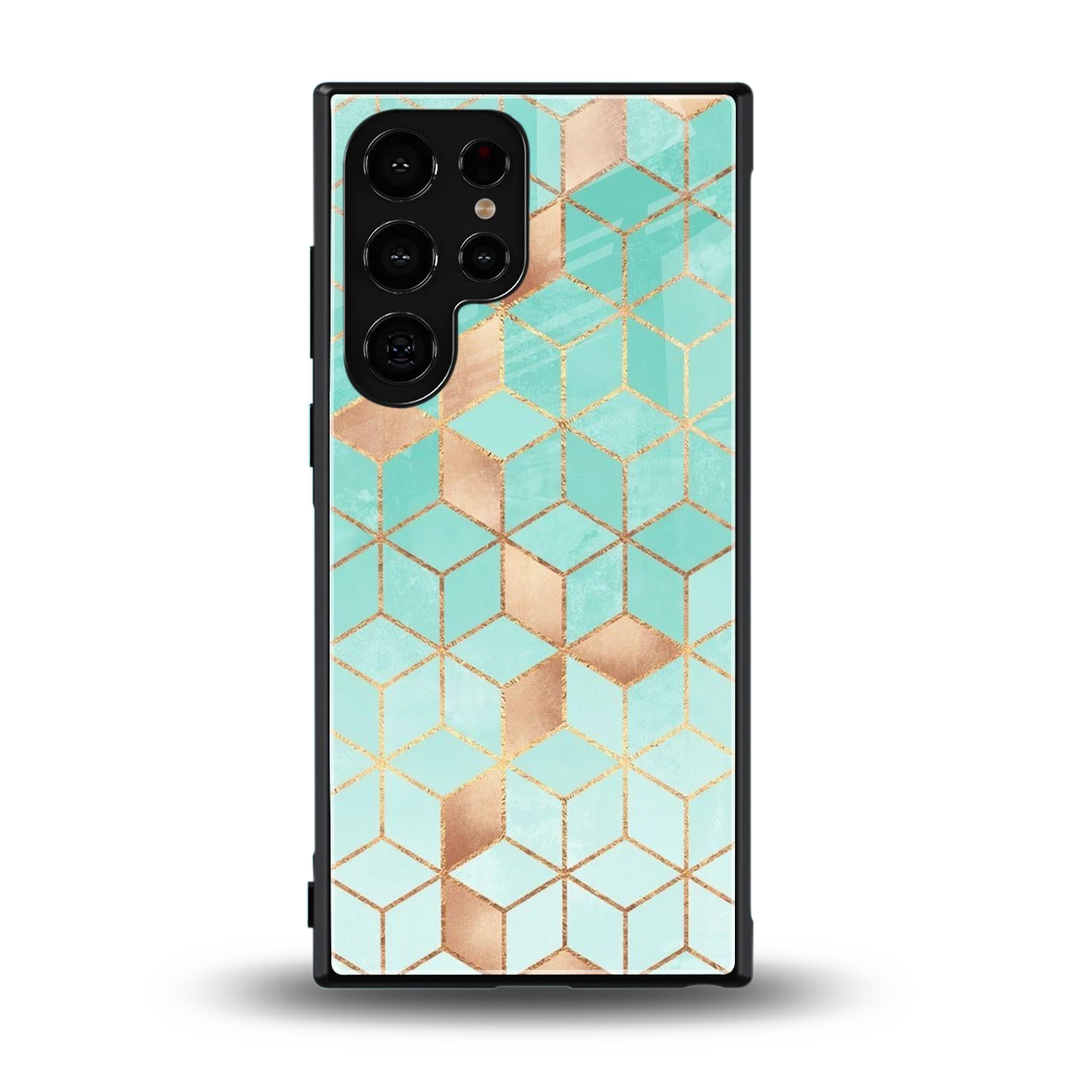 Aqua Mosaic back phone cover | glass case for samsung galaxy s24 ultra