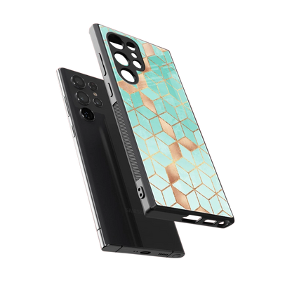 Aqua Mosaic sleek samsung galaxy s23 ultra cover with tempered glass back and TPU edges