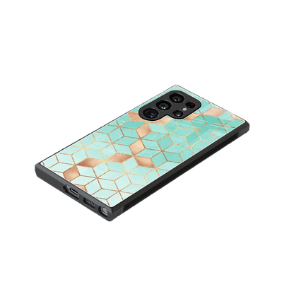 Aqua Mosaic stylish phone case for samsung galaxy s24 ultra | glossy glass and slim fit