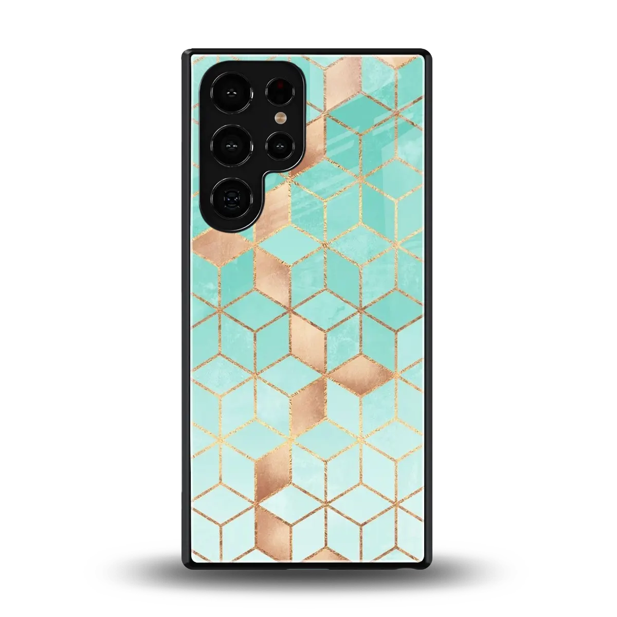 Aqua Mosaic back phone cover | glass case for samsung galaxy s25 ultra