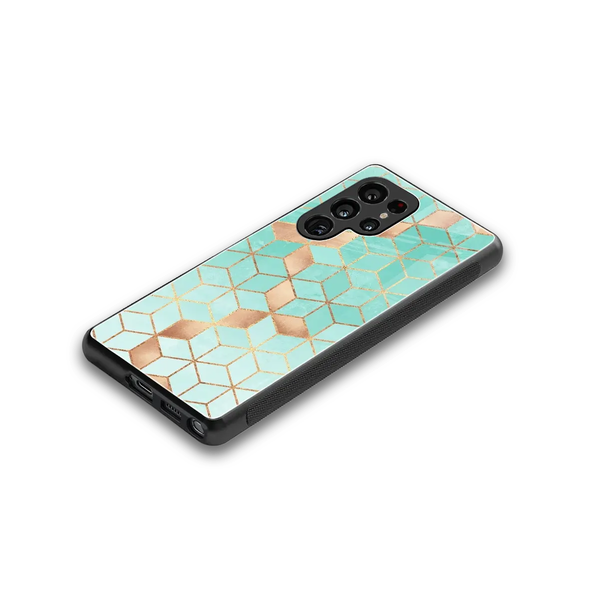 Aqua Mosaic stylish phone case for samsung galaxy s25 ultra | glossy glass and slim fit