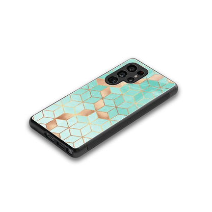 Aqua Mosaic stylish phone case for samsung galaxy s25 ultra | glossy glass and slim fit