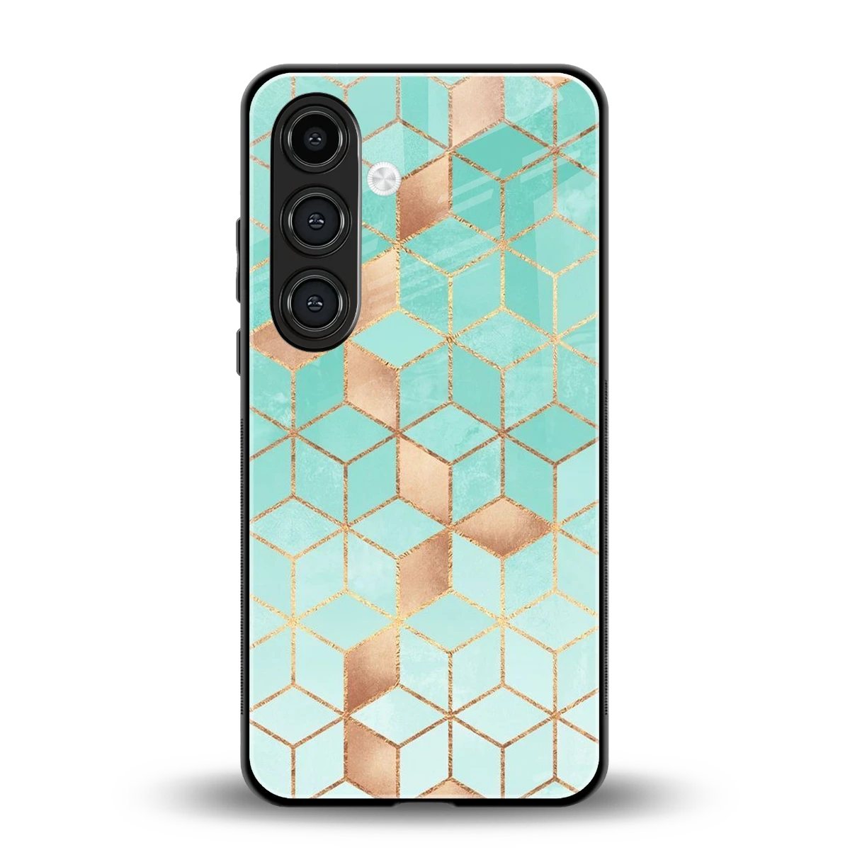 Aqua Mosaic back phone cover | glass case for samsung galaxy s25
