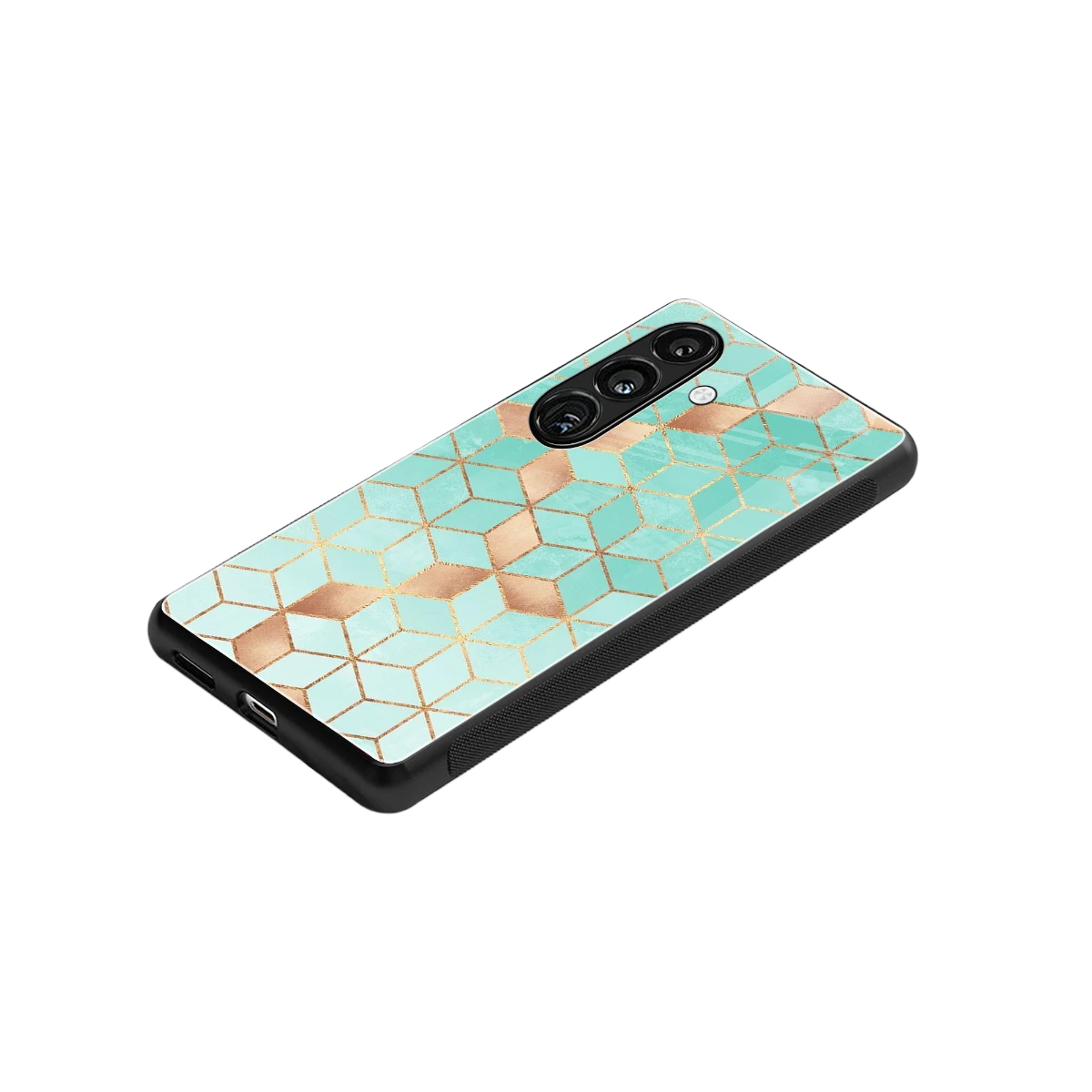 Aqua Mosaic stylish phone case for samsung galaxy s25 | glossy glass and slim fit