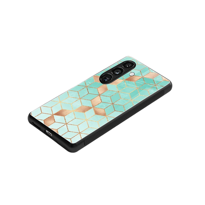 Aqua Mosaic stylish phone case for samsung galaxy s24 | glossy glass and slim fit