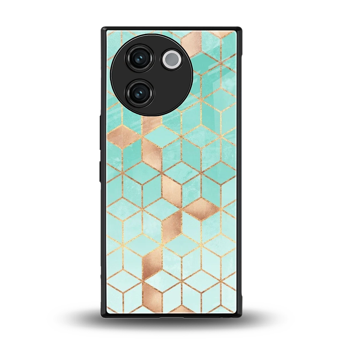 Aqua Mosaic back phone cover | glass case for vivo v30e