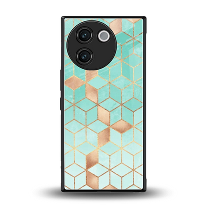 Aqua Mosaic back phone cover | glass case for vivo v30e
