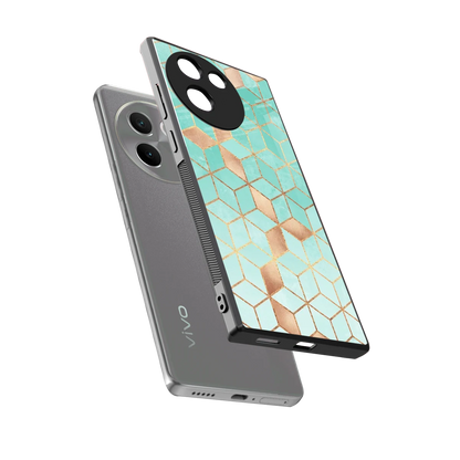 Aqua Mosaic sleek vivo v30e cover with tempered glass back and TPU edges