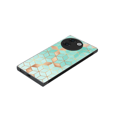 Aqua Mosaic stylish phone case for vivo v30e | glossy glass and slim fit