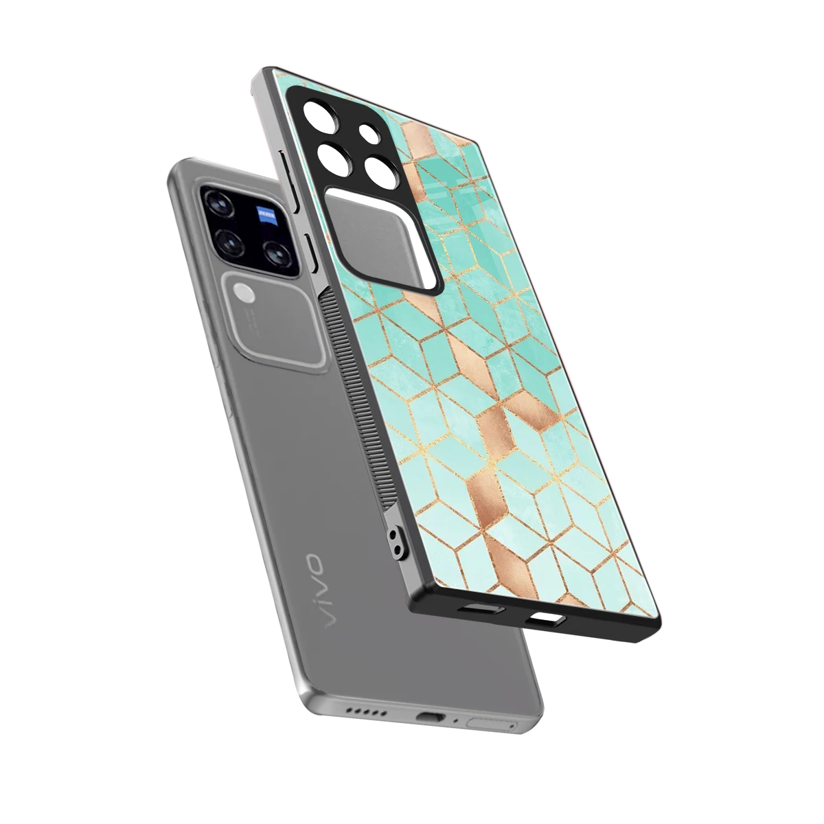 Aqua Mosaic sleekvivo v30 pro cover with tempered glass back and TPU edges