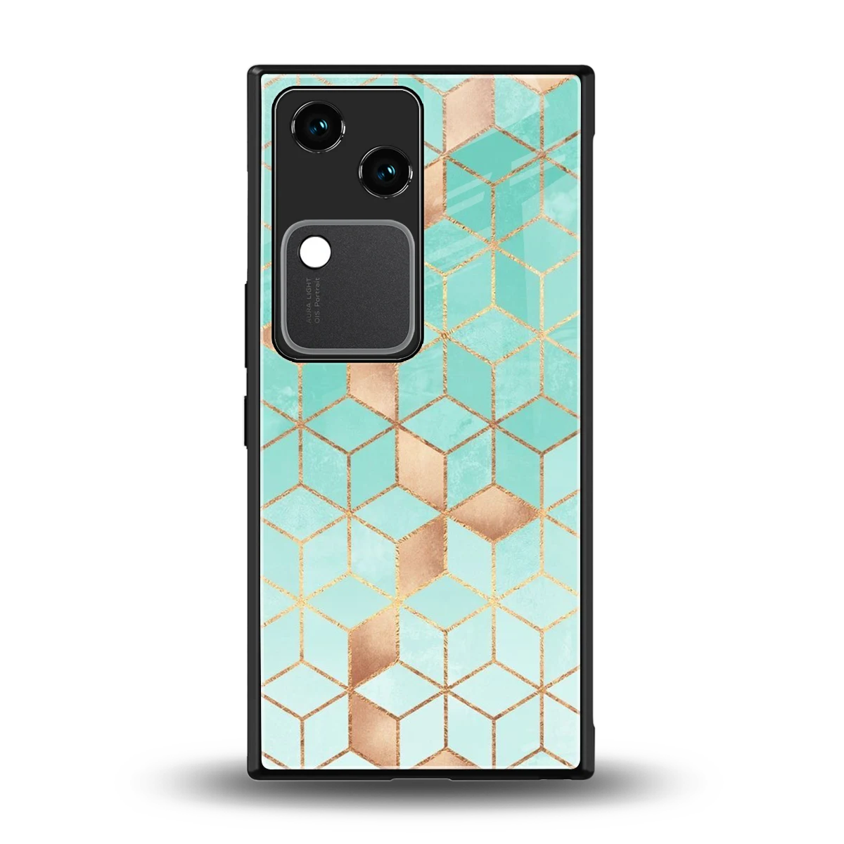 Aqua Mosaic back phone cover | glass case for vivo v30