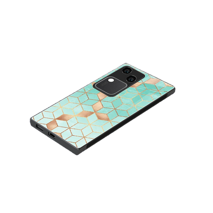 Aqua Mosaic stylish phone case for vivo v30 | glossy glass and slim fit
