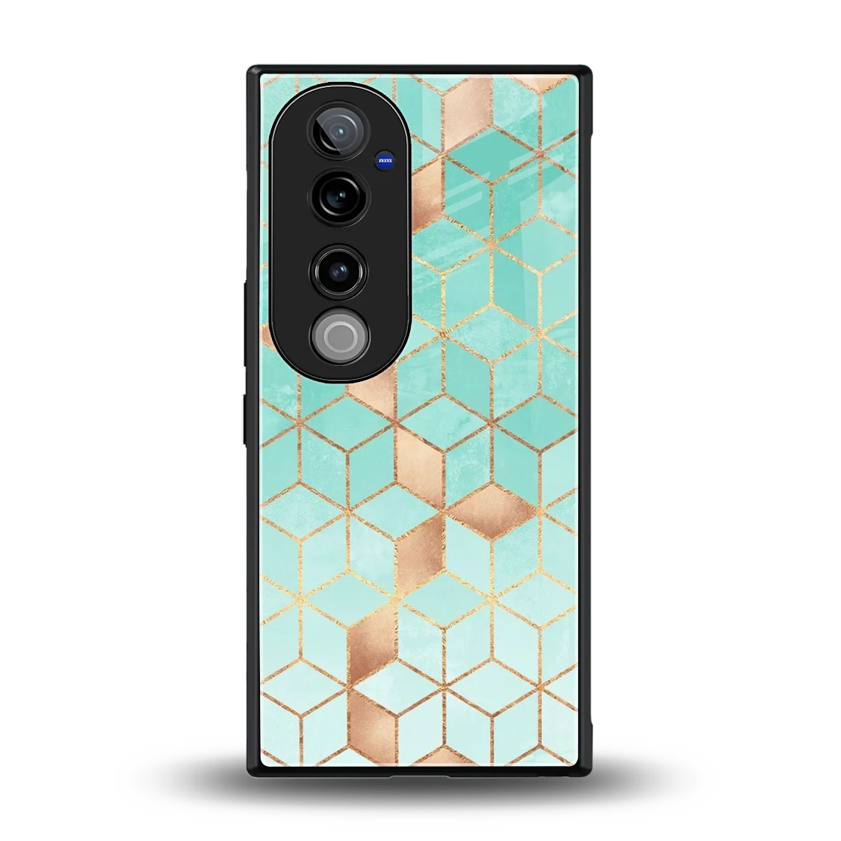 Aqua Mosaic back phone cover | glass case for vivo v40 pro