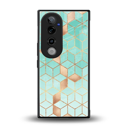 Aqua Mosaic back phone cover | glass case for vivo v40 pro