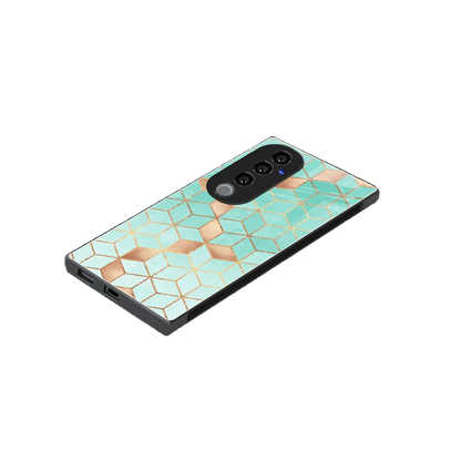 Aqua Mosaic stylish phone case for vivo v40 pro | glossy glass and slim fit