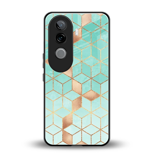 Aqua Mosaic back phone cover | glass case for vivo v40e