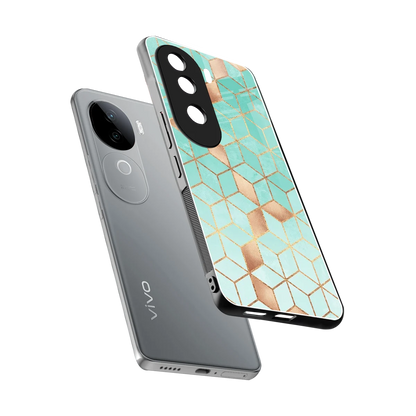Aqua Mosaic sleek vivo v40e cover with tempered glass back and TPU edges