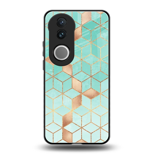 Aqua Mosaic back phone cover | glass case for vivo v50