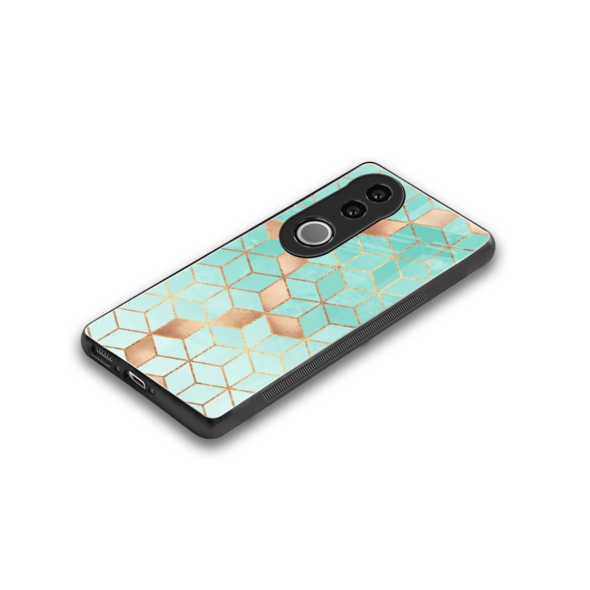 Aqua Mosaic stylish phone case for vivo v50 | glossy glass and slim fit