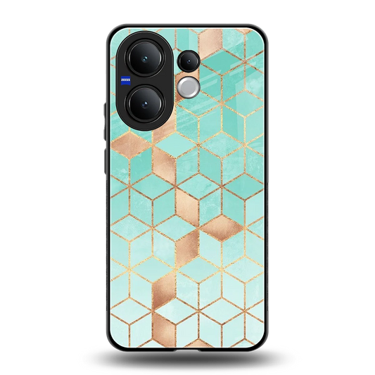 Aqua Mosaic back phone cover | glass case for vivo v60