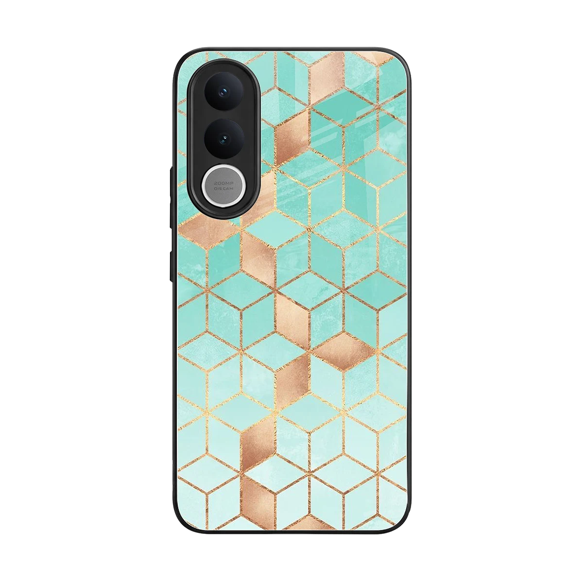 Aqua Mosaic back phone cover | glass case for vivo v70 fe