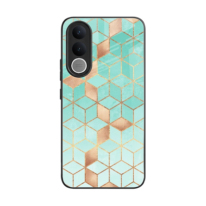 Aqua Mosaic back phone cover | glass case for vivo v70 fe