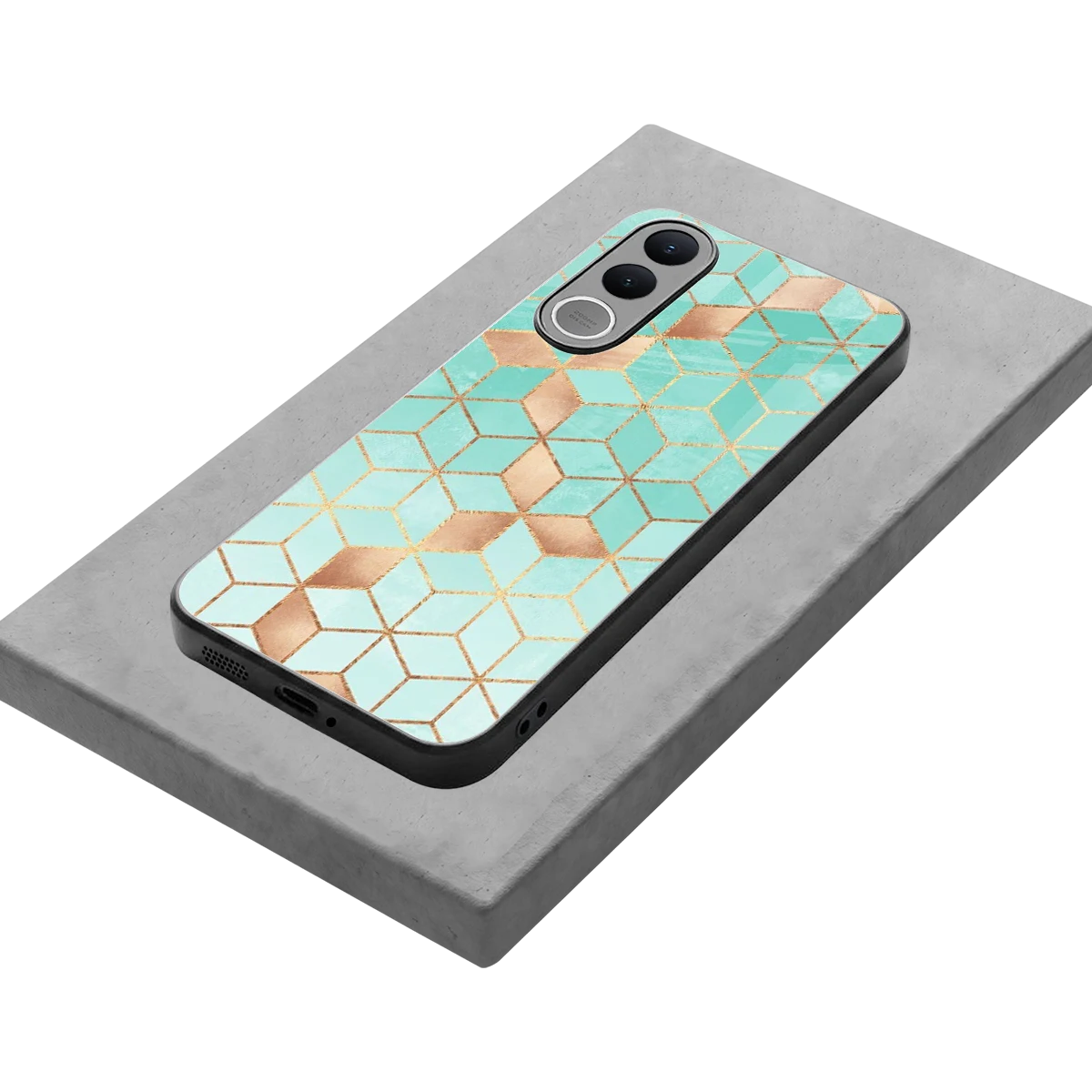 Aqua Mosaic stylish phone case for vivo v70 fe | glossy glass and slim fit