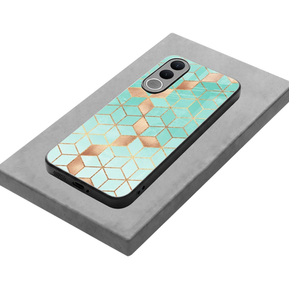 Aqua Mosaic stylish phone case for vivo v70 fe | glossy glass and slim fit