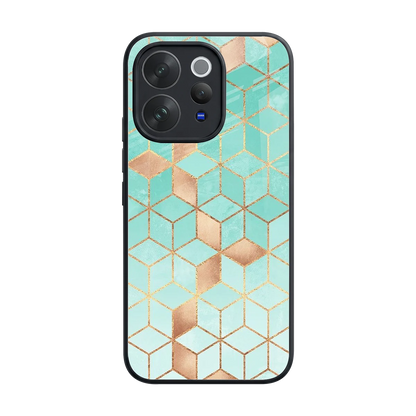 Aqua Mosaic back phone cover | glass case for vivo v70 elite