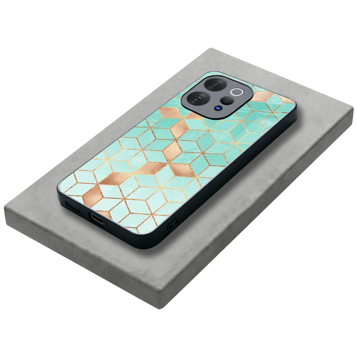 Aqua Mosaic stylish phone case for vivo v70 | glossy glass and slim fit