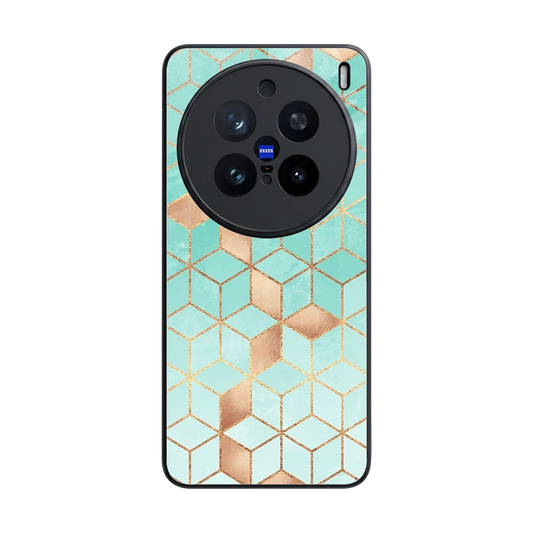 Aqua Mosaic back phone cover | glass case for vivo x200 pro