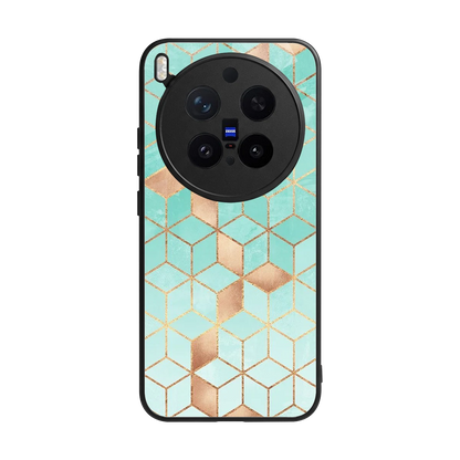 Aqua Mosaic back phone cover | glass case for vivo x300 pro