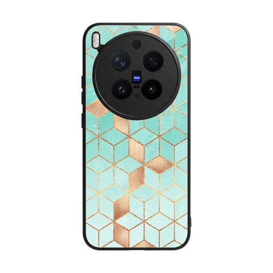 Aqua Mosaic back phone cover | glass case for vivo x300 pro