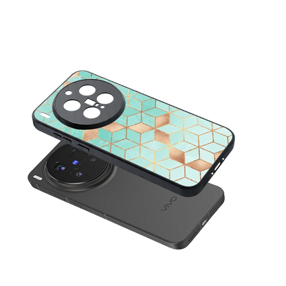 Aqua Mosaic sleek vivo x300 pro cover with tempered glass back and TPU edges