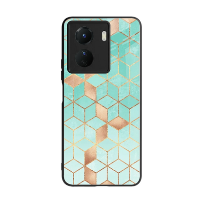 Aqua Mosaic back phone cover | glass case for vivo y16