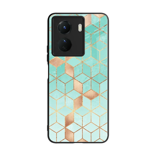 Aqua Mosaic back phone cover | glass case for vivo y16