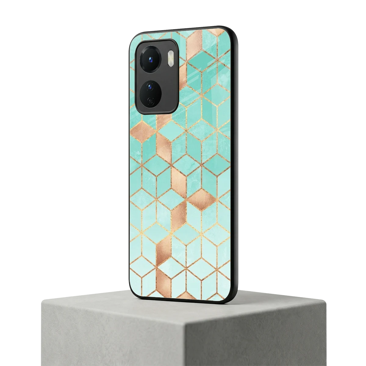 Aqua Mosaic vivo y16 mobile cover | shockproof glass phone case